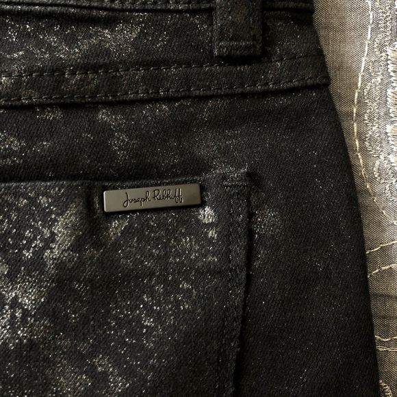 Joseph Ribkoff Black Sparkly Metallic Coated Jeans